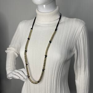 Chico's gold tone and black necklace costume signed jewelry trendy versatile